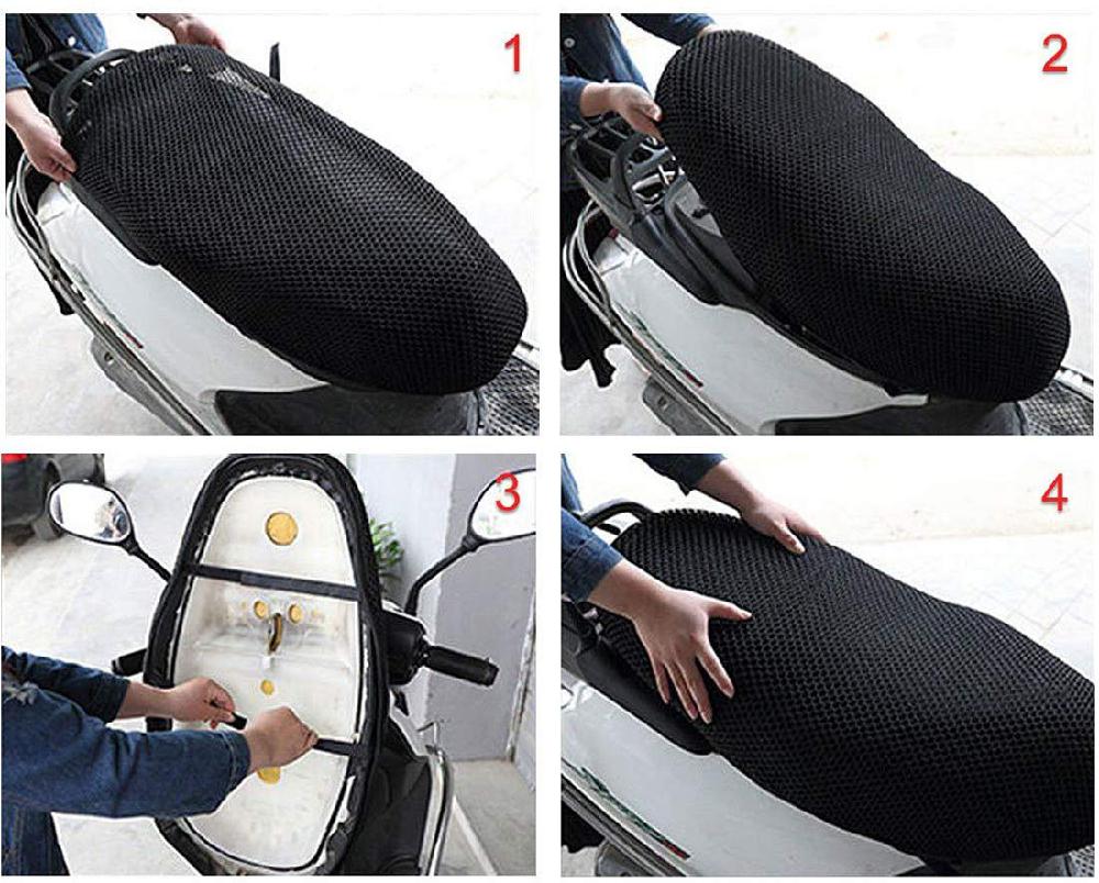 3d mesh motorcykel sædebetræk scooter knallert sæde åndbar skridsikker pude spacer mesh stof betræk vandtæt sædebetræk