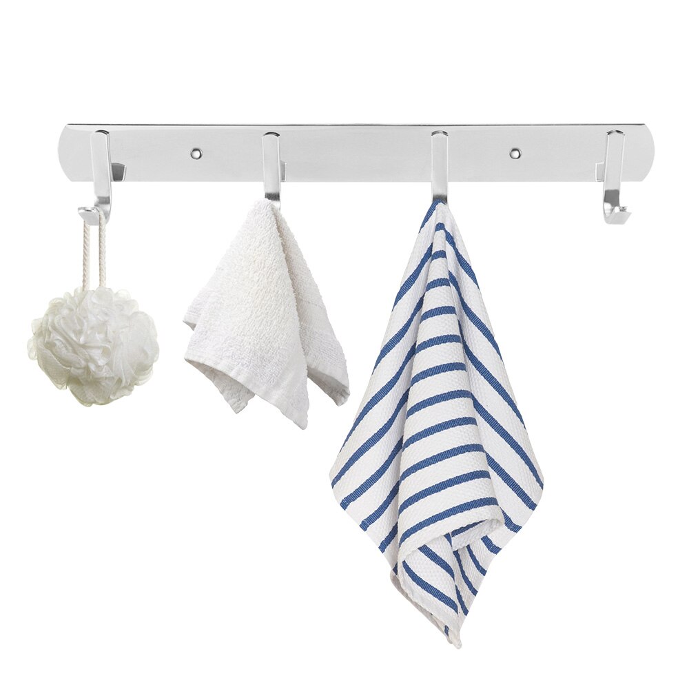 JUSHFO Multi-functional Hook Rail Coat Hook Stainless Steel Coat Hook Wall Hook 4 6 Hook Space Saving 1PC: 4 hooks