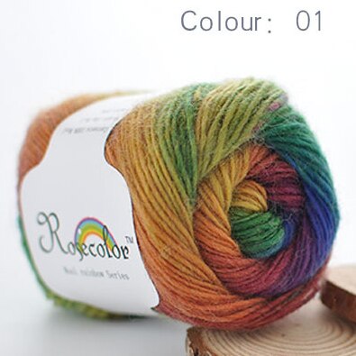 100% Wol Garen Voor Breien Geverfd Regenboog Gehaakte Fancy Chunky Hand Geweven Kleurrijke Scores Kasjmier Garen Draad 8Pcs: 01