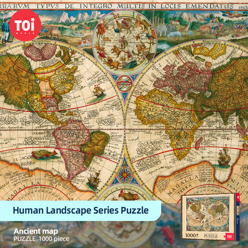 1000pcs Classical Map Puzzle Adults High Difficulty Puzzle Decompression Toys Interior Decoration Map of the Age of Navigation