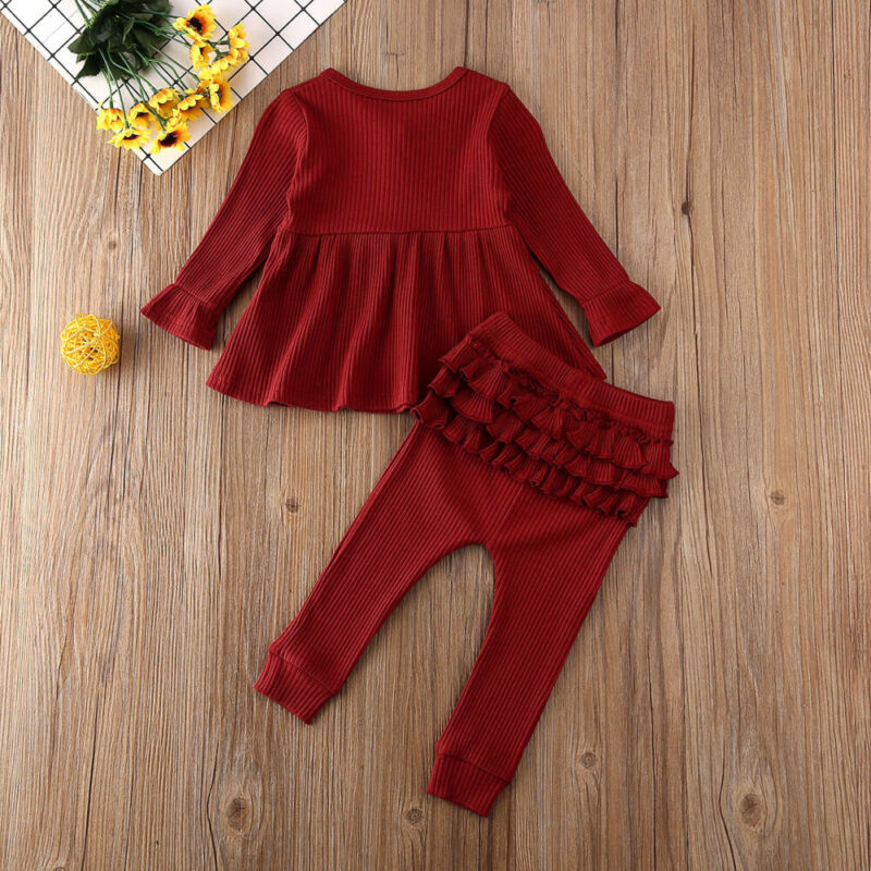 0-24M infantile enfants bébé fille vêtements hauts tricotés robe + volants Leggings pantalon tenue