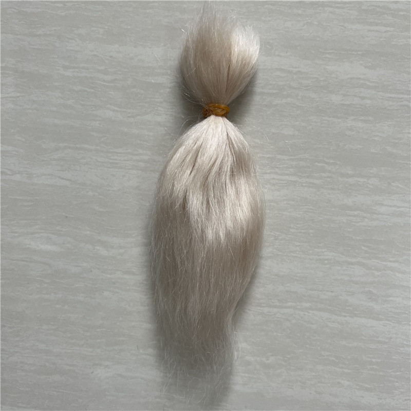 Mohair-Peluca de muñecas Reborn, pelo con té dorado claro, marrón, para bricolaje, fácil de lavar y de raíz: Blanco