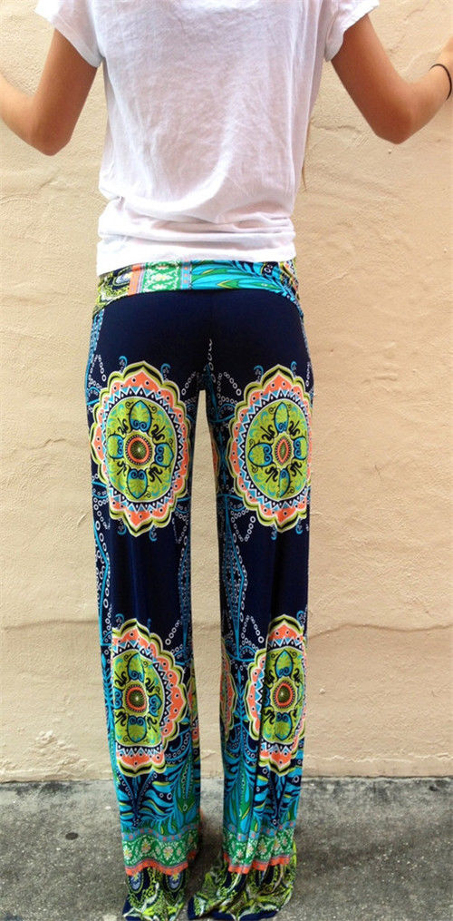Pantalones Palazzo de cintura alta holgados pantalones de harén largos de pierna ancha Casual Floral talla grande nuevos pantalones de playa