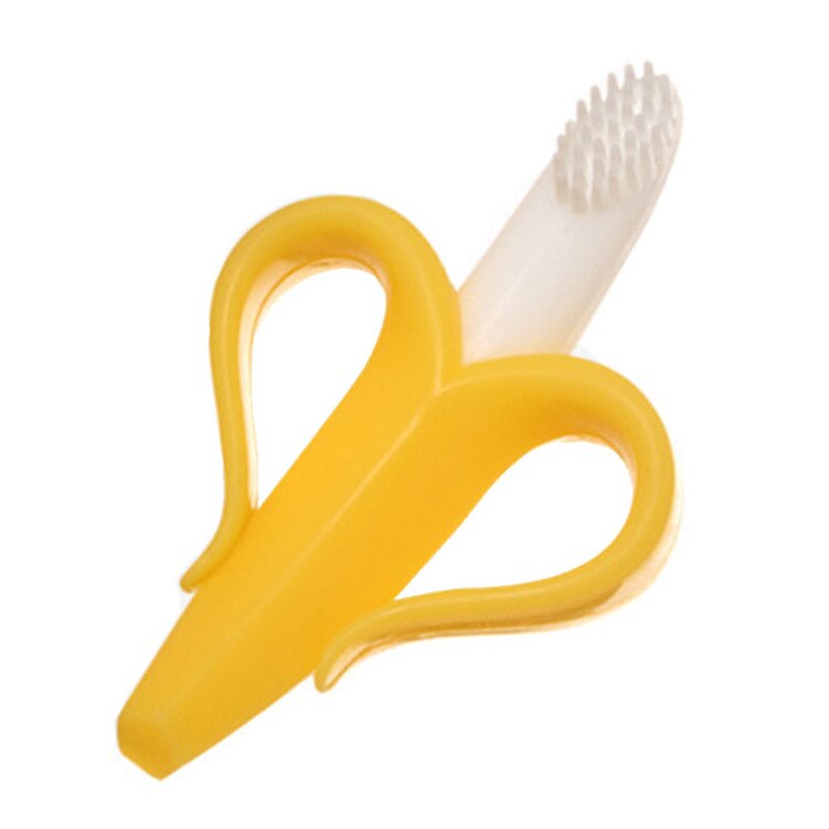 Sikkert babybider legetøj toddle bpa gratis banan bidering silikone tygge tandpleje tandbørste ammeperler til spædbørn: Q4