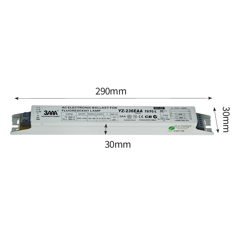 3 aaa yz -136 eaa yz -236 eaa yz -336 eaa  t8/ tc -l 220v 1*36w 3*36w t8 elektronisk forkobling til  t8 lysstofrør til reklamelys