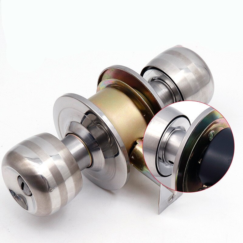 Stainless Steel alloy Locks Round Ball key lock Door Knob pull handle Entrance Passage Bathroom Internal Anti Theft Hardware