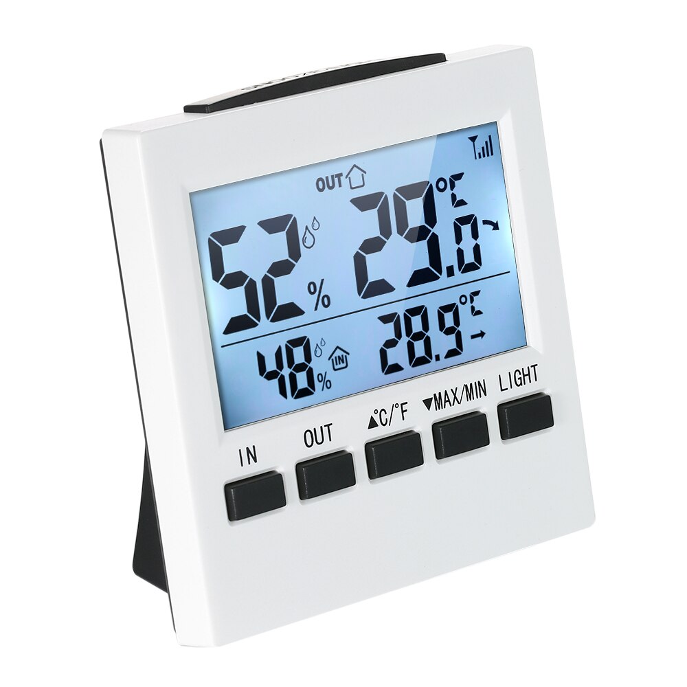 LCD Digital Wireless Indoor/Outdoor Thermometer Hygrometer ℃/℉ Temperature Humidity Meter with Max Min Value Display Transmitter