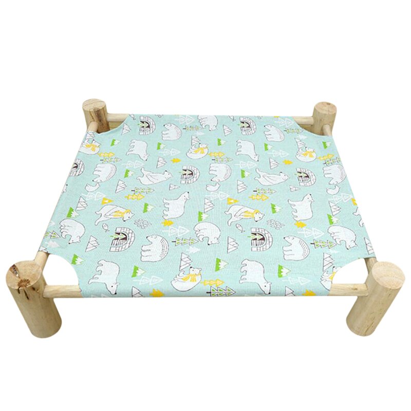 Cama elevada para gatos, cama de hamacas de lona de madera para perros pequeños, conejos y gatos, suministros duraderos para mascotas: gren