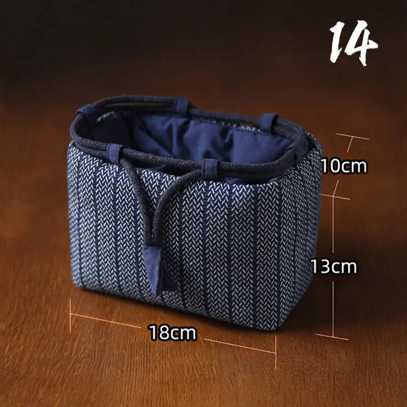 Teacup Bag Portable Travel Tea Set Storage Bag Tea Pots Four Or Six Cups Large Cloth Bag Outdoor Organizer Denim Organizer: VIOLET/紫罗兰