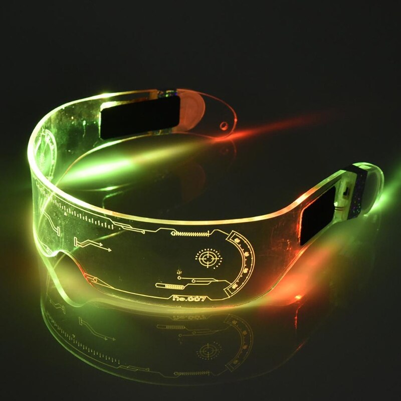 LED Luminous Glasses Futuristic Electronic Visor Glasses Light Up Glasses Prop For Halloween Festival Performance Top