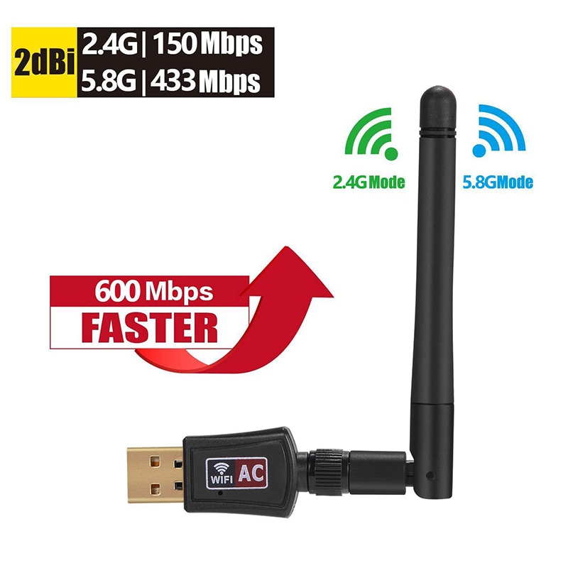 600Mbps Wireless Usb Wifi Adapter 2.4 Ghz/5.8 Ghz Wifi Dual Band Antenne Dongle Pc Mini Computer 2dBi netwerkkaart Ontvanger 802.1