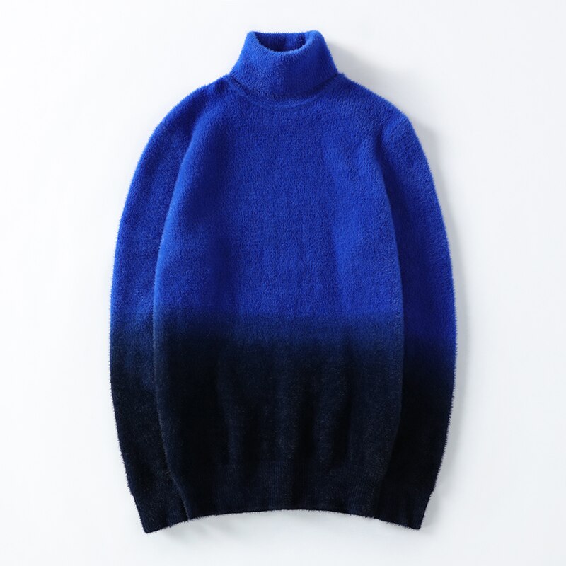 Nouvelle vêtements cachemire col roulé Pull hommes épais hommes chandails Slim Fit hiver Pull hommes Pull Homme hauts: Bleu / M