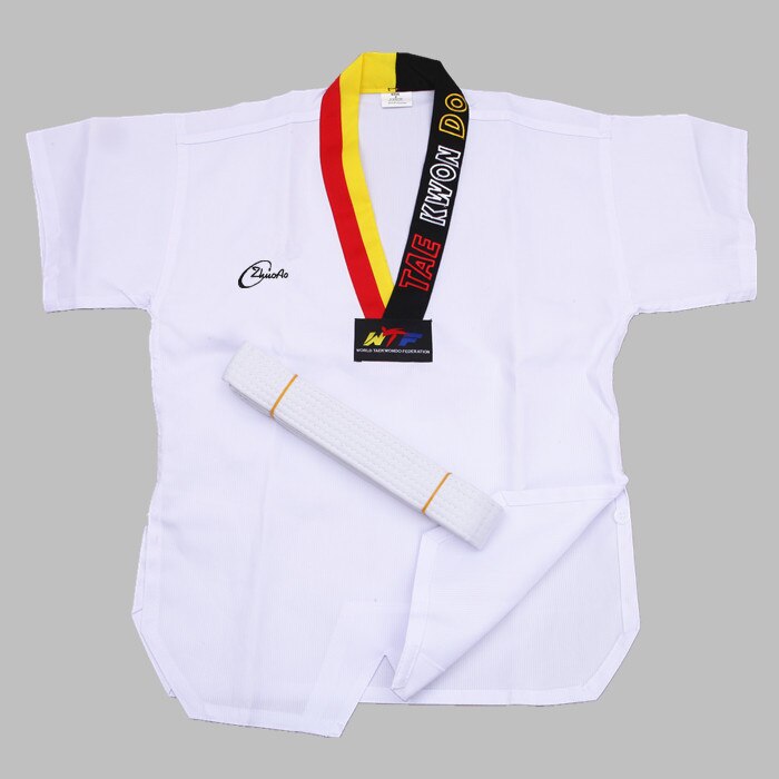 Bomuld åndbar junior taekwondo dobok børn piger og drenge wtf godkend karate uniform dragt træningstøj