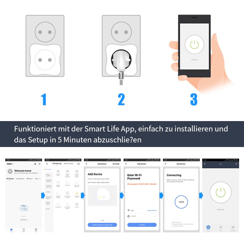 Intelligent Power Outlet Wifi APP Intelligent Remote Control Sync Function Voice Control Plug Wifi Smart EU Plug Adapter