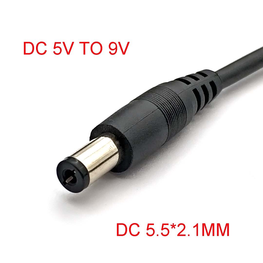 Usb power boost line  dc 5v til  dc 9v/12v step up modul usb converter adapter kabel 2.1 x 5.5mm stik: Dc5.5-2.1 9v