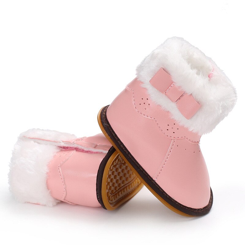Lente en Herfst 0-1 jaar oude vrouwelijke baby rubber onderkant plus katoen warme snowboots baby schoenen peuter schoenen
