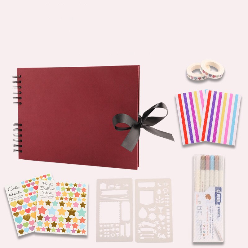 40 Sheets Photo Album Scrapbooking Memory Book Paper Wedding Blank Kraft Scrapbook Home Decor: Red 29x21.5cm