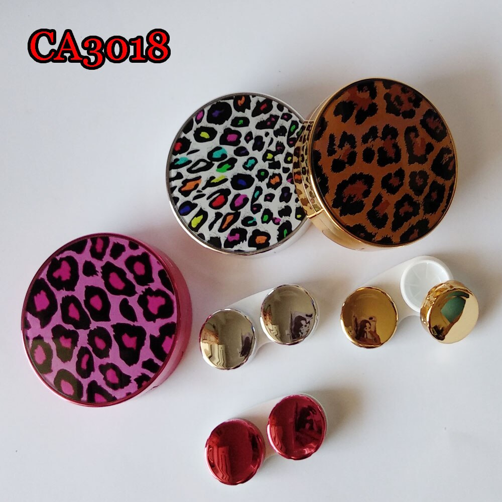 Étuis pour lentilles de Contact léopard Sexy avec miroir boîte à robe animale pratique étui à lentilles de Contact sac d'économie CA3018