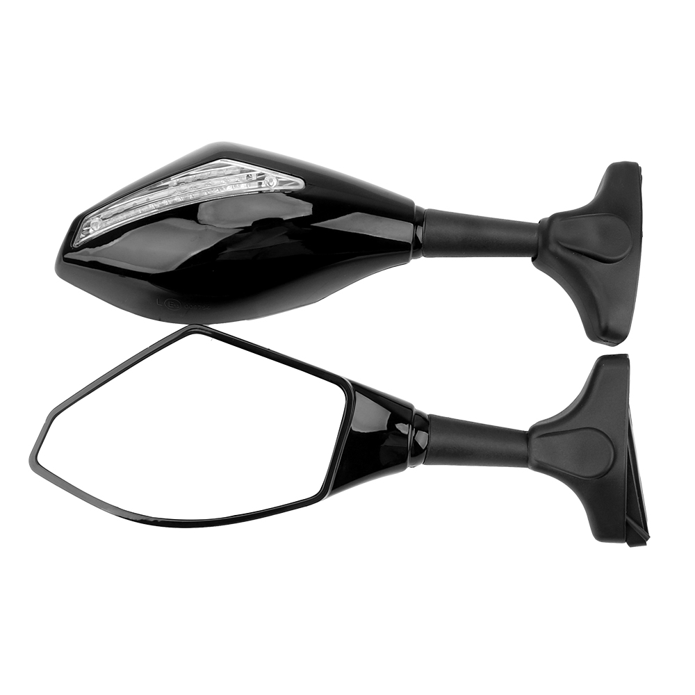 Universele Motorfiets Led Richtingaanwijzer Spiegelt Een Paar Draai-Indicatoren Geïntegreerde Zijspiegels Achteruitkijkspiegel: Black