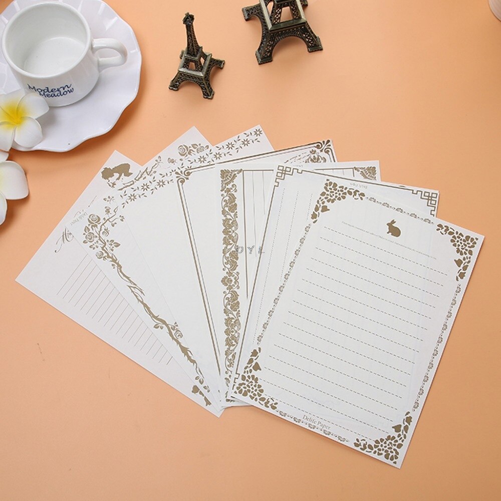 8 Sheets Vintage Retro Writing Stationery Paper Pad Note Letter Set