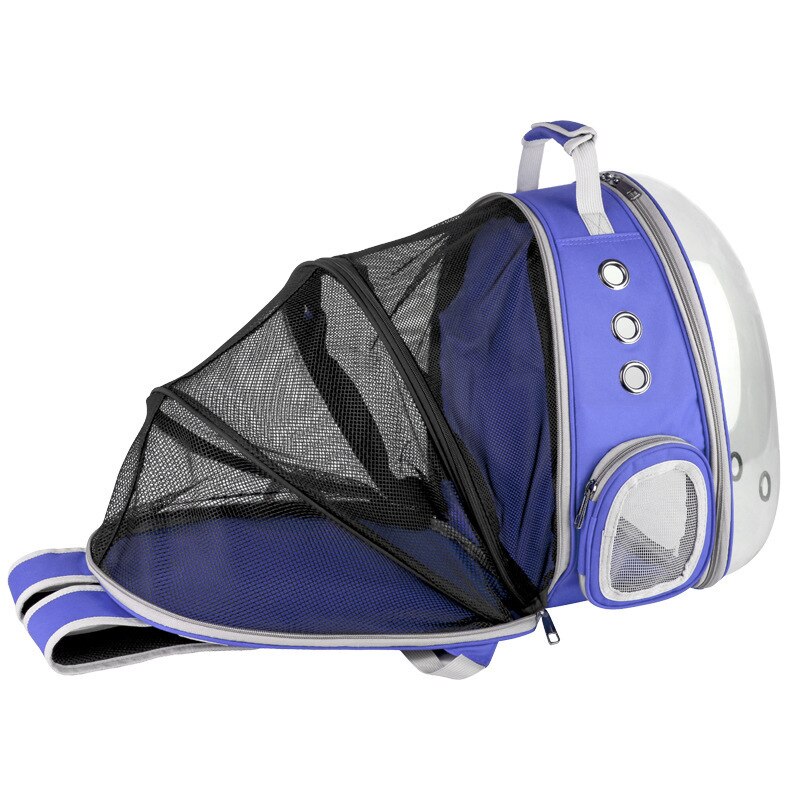 Portable Pet Cat Backpack Foldable Multi-Function Pet Dog Carrier Bag Large Space Capsule Bubble Shoulder Pet Backpack Tent Cage: Blue