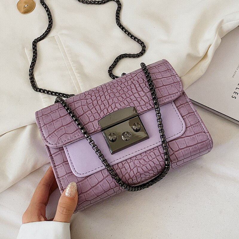 Krokodillenpatroon vierkante crossbody tas zomer pu leren dames handtas ketting schoudertas messenger bag