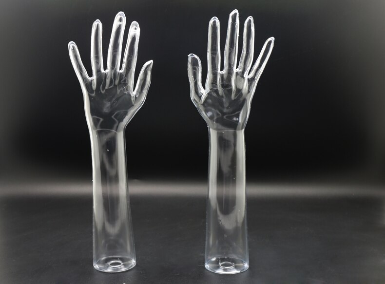 Nuovo 1 coppia Femminile Trasparente manichino Mano base di Visualizzazione Delle Donne Guanti Anello dell'orecchino della collana Dei Monili Modello Del Basamento