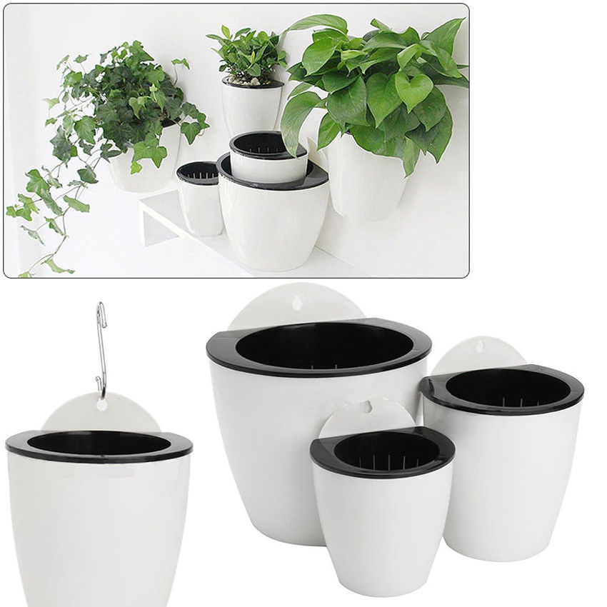 Selvvandende potte automatisk plante urtepotte hængende plast væg planter kurv desktop bord gulv have kontor boligindretning