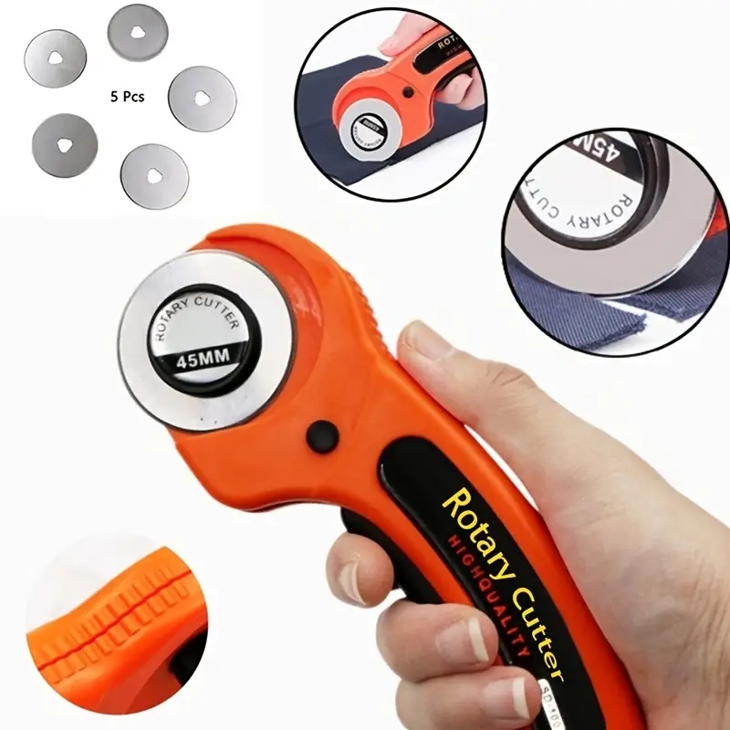 Juego de cortador rotativo de 45mm/1,57 pulgadas, cuchillas para tela, corte Circular, acolchado, Patchwork, cuero, herramienta de costura artesanal, herramienta de mano DIY, 1 unidad