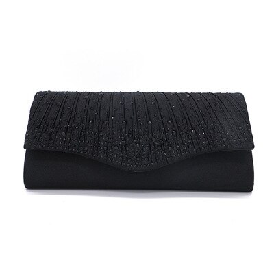 Dames Satin Koppelingen Avondtassen Bling Handtassen Wedding Party Purse Envelop Dames Tassen Portemonnee Clutch Bags: Zwart