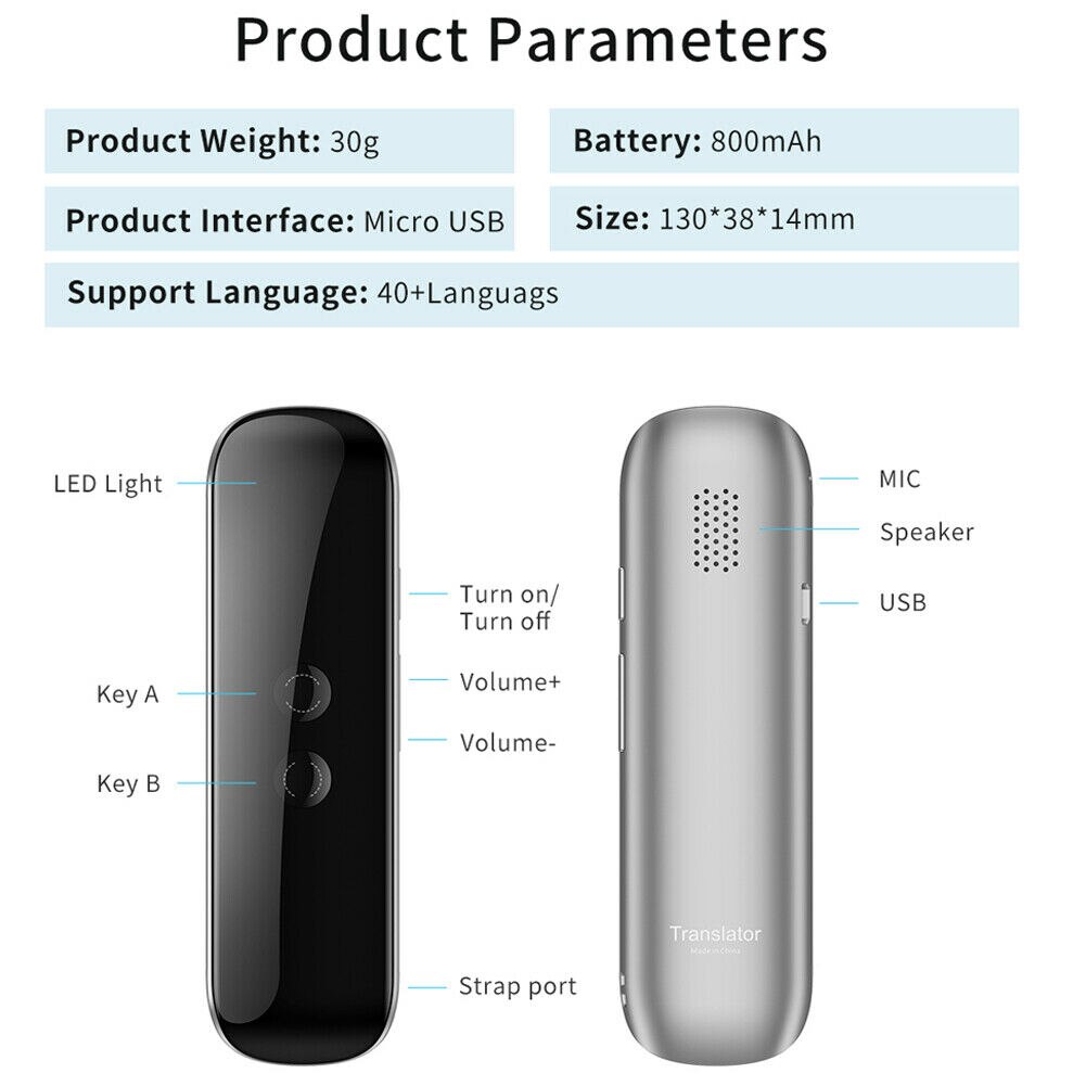 3 em 1 G5 40 Inteligente Tradutor Idiomas 2-Way Instantâneo Portátil de Voz Texto Fotografia BT Curso De Tradução