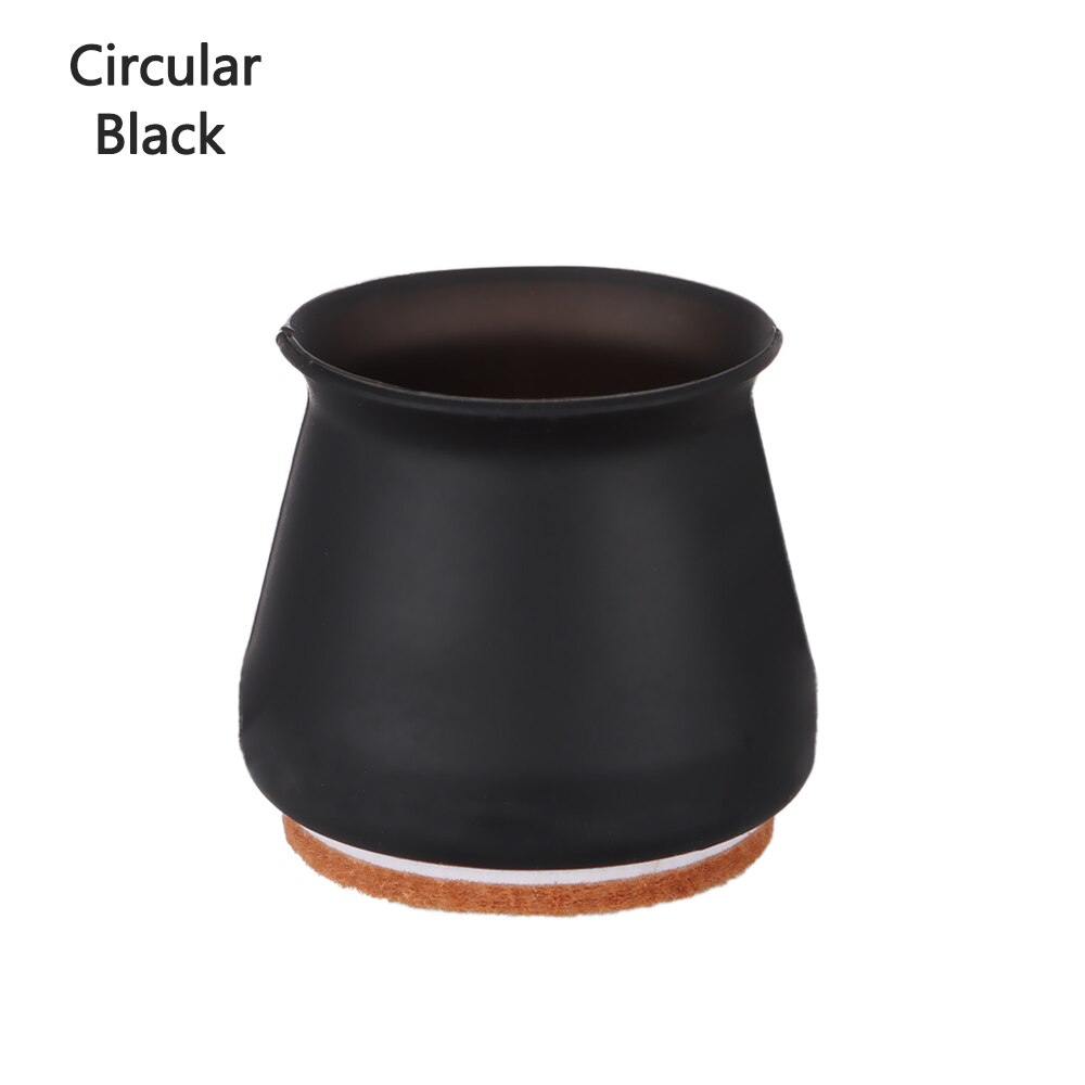 4 Pcs Silicone Round/Square Chair Table Foot Cover Protector Caps with Felt Bottom Furniture Anti-slip Mute Solid Pad