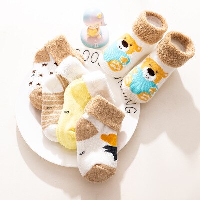 QXMY, calcetines para niñas, para niños, recién nacidos, material barato, Otoño Invierno, niños, lana gruesa, ropa de algodón , estampado de dibujos animados: cloud
