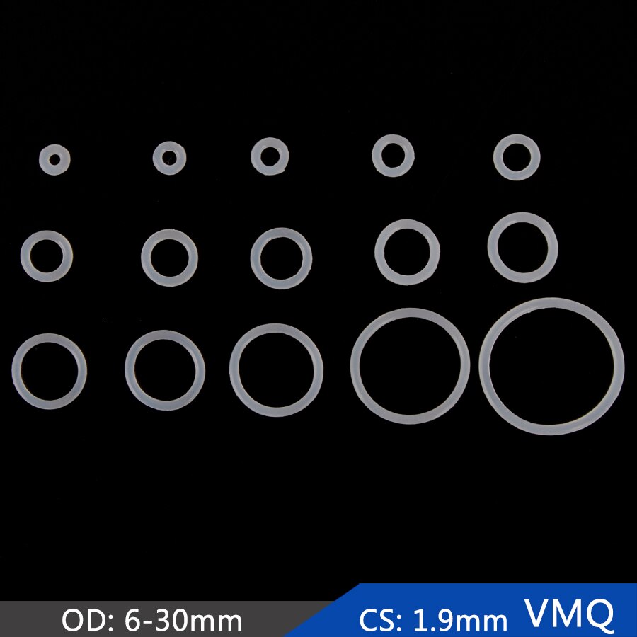 20Pcs Vmq Siliconen Rubber Afdichting O-Ring Vervanging Wit Afdichting O Ringen Pakking Washer Od 6Mm-30Mm Cs 1.9Mm Diy Accessoires S119