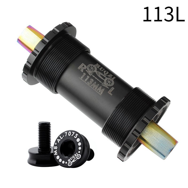 Mountain Bike Titanium Alloy Square Hole Ceramic Bottom Bracket 103/107/110/113/119/122mm Folding Road Bike Bottom Brackets: Black-113mm