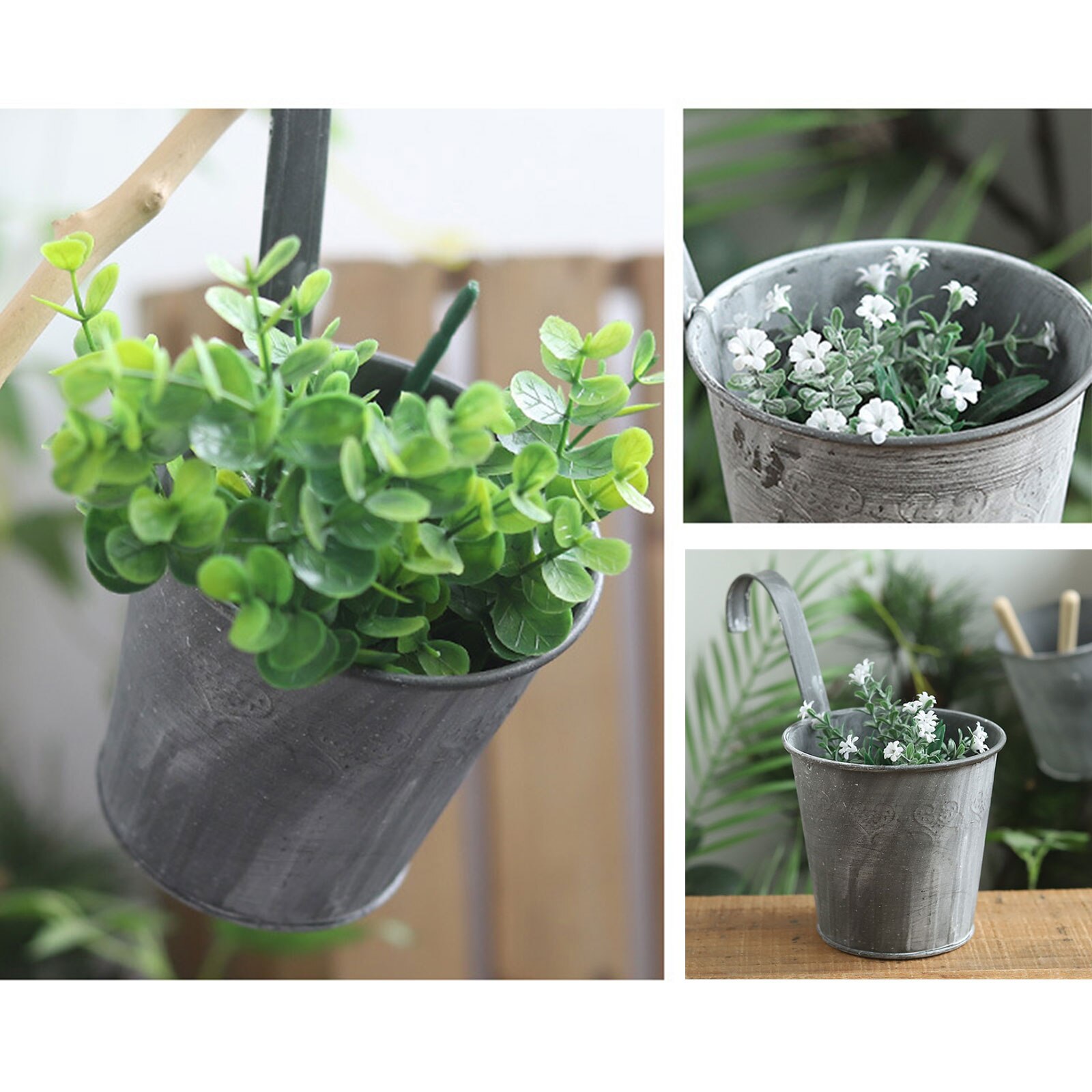 Hanging Flowerpot Metal Buckets Tin Flower Bucket Old Hanging Bucket Bucket Metal Crafts Idyllic Country Making Old Flower Pots