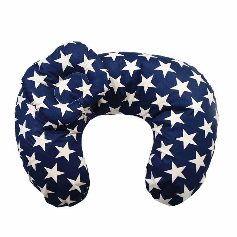 Oreiller d&#39;allaitement en coton en forme de U pour -né, coussin lombaire pour allaitement: blue star