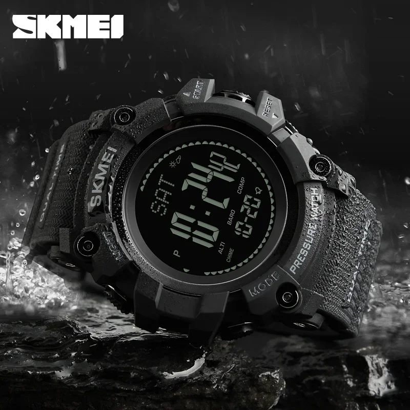 Skmei 1358 altímetro rastreador meteorológico Reloj impermeable Hombre relojes al aire libre hombres presión brújula deporte relojes de pulsera digitales