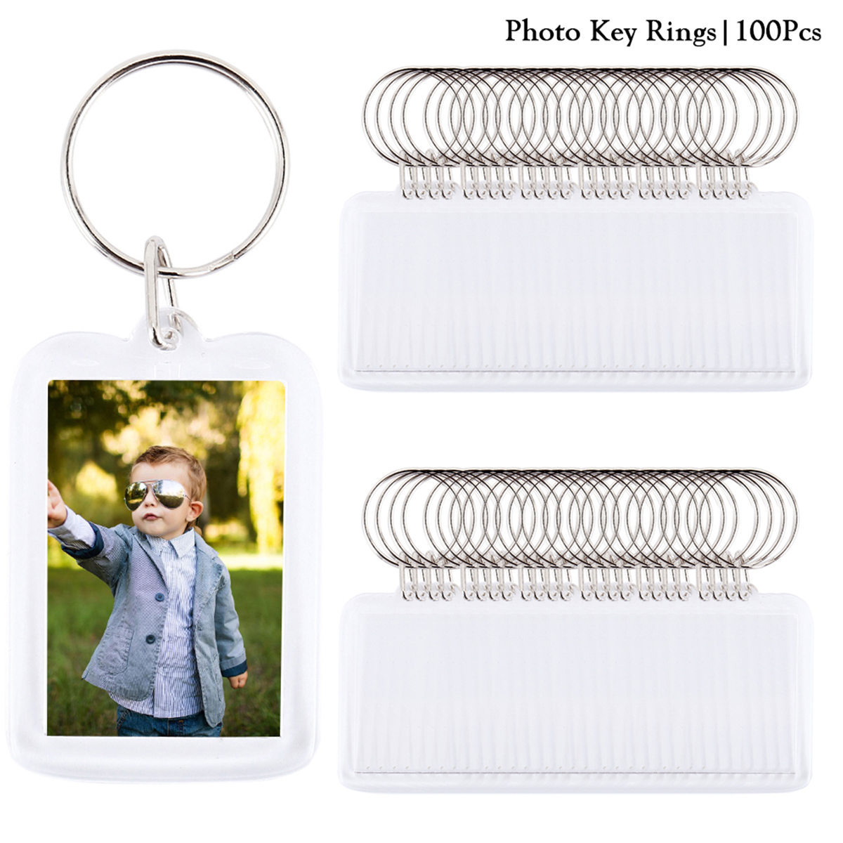 100 stuks blanco foto sleutelhangers acryl blanco foto invoegen sleutelhanger dubbelzijdig duidelijke sleutelhanger fotohouder DIY feestgast