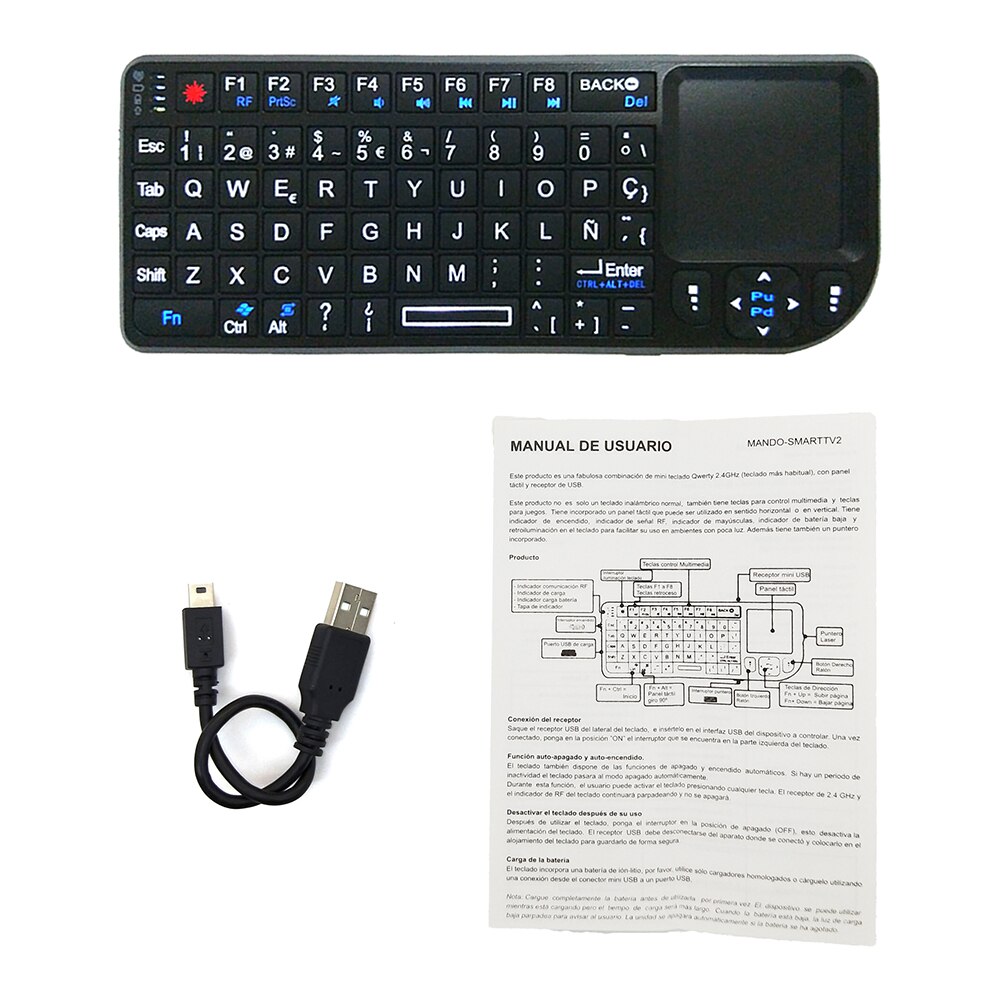 Kebidumei 2.4g rf mini draadloos toetsenbord 3 in: 1 mini handheld qwerty + touchpad muis voor pc notebook smart tv