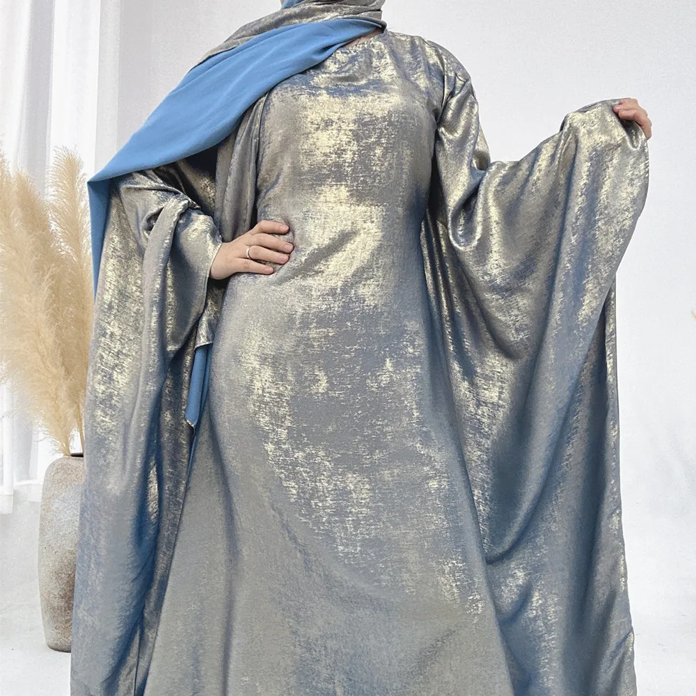2025 luxo dubai abayas para mulheres vestido muçulmano brilhante djellaba ramadan kaftan jalabiya árabe robe kebaya caftan marocain femme: S / CINZA