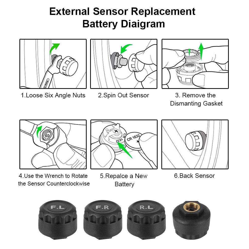 TPMS Car Tire Pressure Alarm Monitor System HD Digital LCD Display Tyre Temperature Warning Tools Auto Security Alarm Systems
