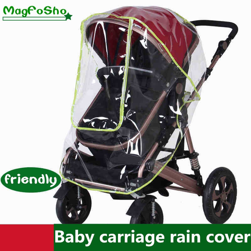 Waterproof rain cover for baby stroller accessories Transparent Windproof raincoat for baby cart Zipper opens Baby Carriages