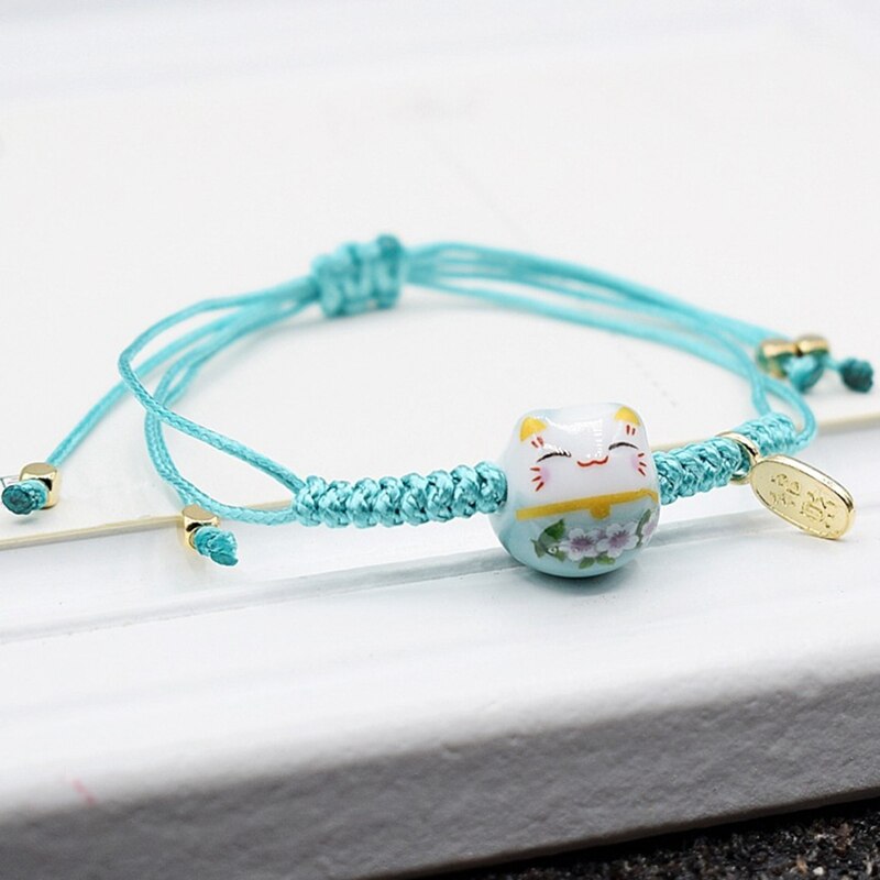 Handgemachte Bunte Seil Glück Katze Einstellbar Armbinde Für Frauen Mädchen Einfache Nette Keramik Armbinde Süße Armreifen: BL5331BL