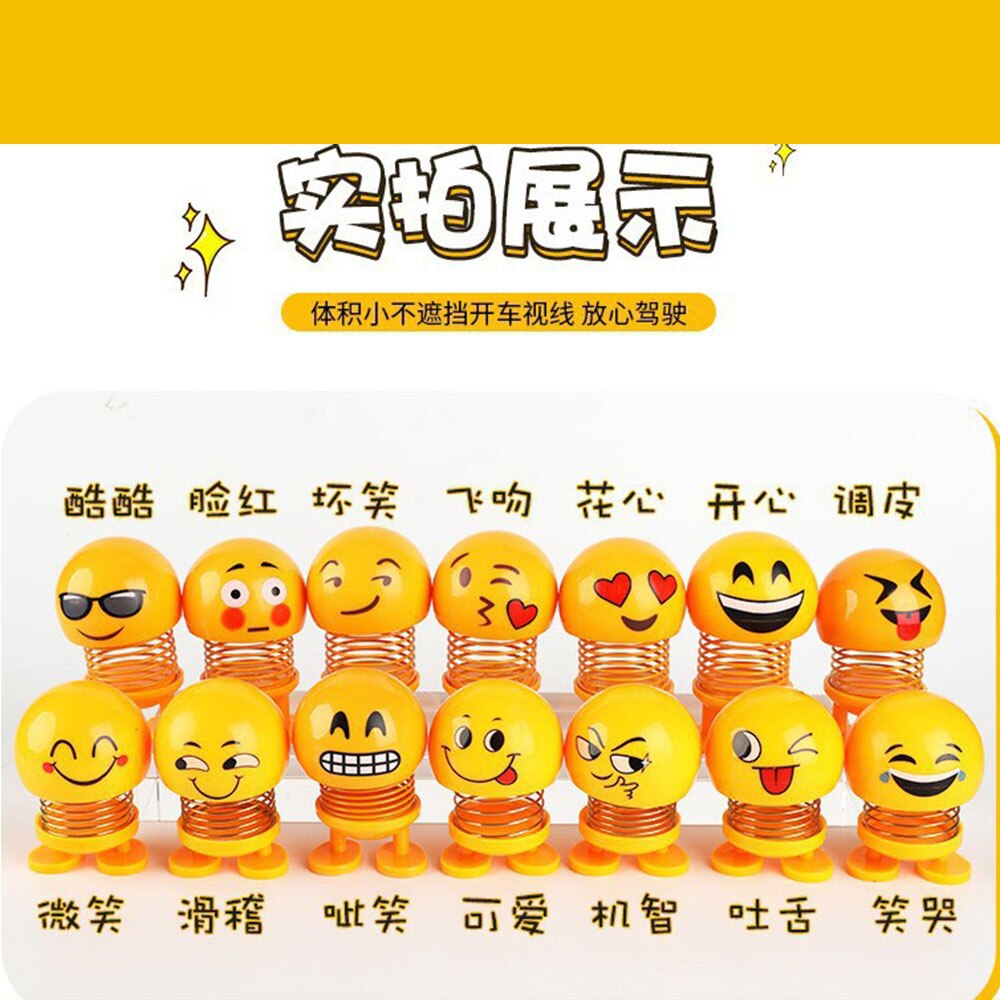 Leuke Creatieve Web Chat Emoticon Lente Schudden Hoofd Pop Speelgoed Voorjaar Auto Interieur Auto Decoratie Kind Pop Telescopische Speelgoed Vervormen