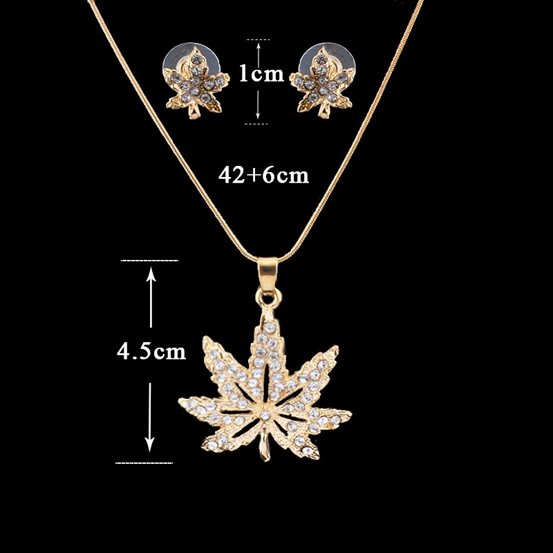 Conjunto De Jóias de Casamento de ouro da moda feminina jiayijiaduo-cor colar brincos de cristal maple leaf Nigéria presente do Dia Dos Namorados