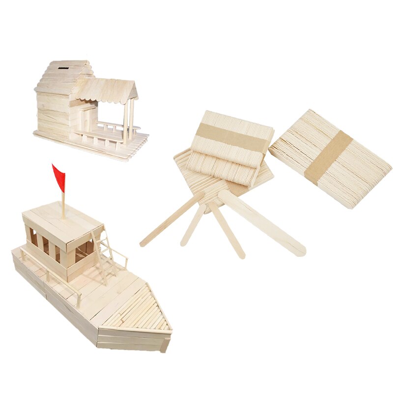 50pcs/lot Popsicle Stick Natural Wood Ice Cream Sticks Kids DIY Hand Crafts Ice Cube Making Cream Tools Model Lollipop Cake Mold