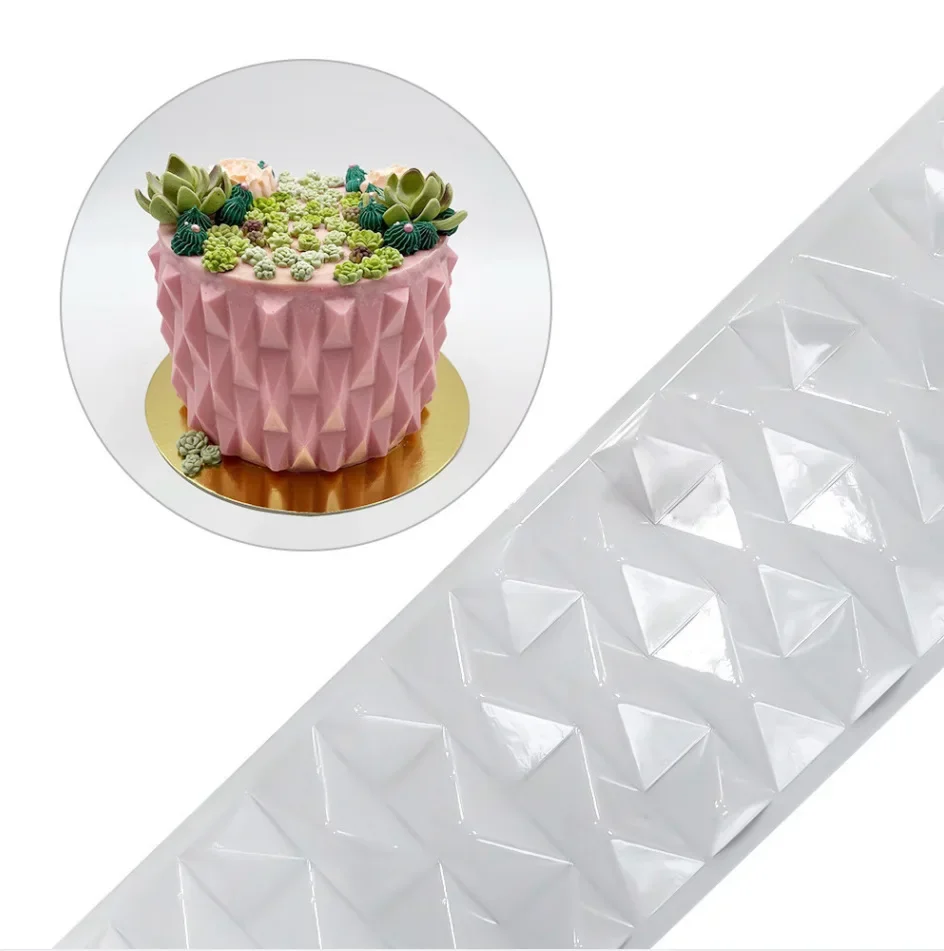 Molde para envolver pasteles de Origami 3D, de plástico, borde de pastel, plantilla para pasteles, utensilios para hornear, accesorios de panadería de Chocolate: Amarillo claro