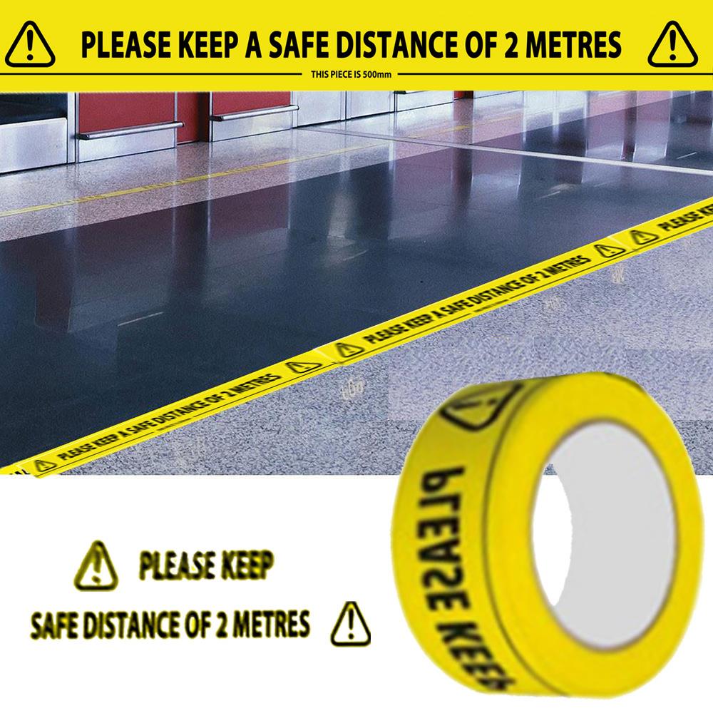Afstand gulvtape hold afstand papirvarer kontor sikkerhed tætningstape multifunktionel 48mm 33.0m klæbende papir gule tape