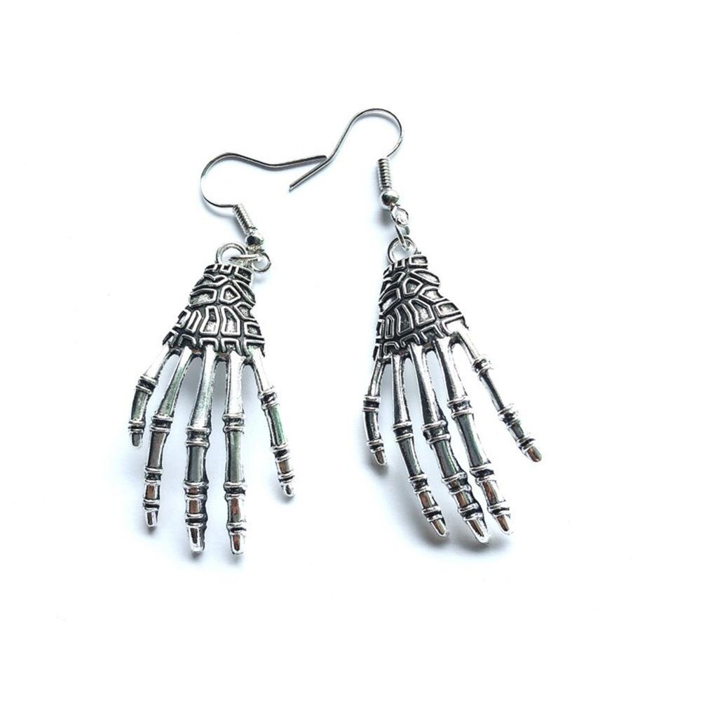 Halloween Meisjes Fun Skelet Oorbellen: Ancient silver